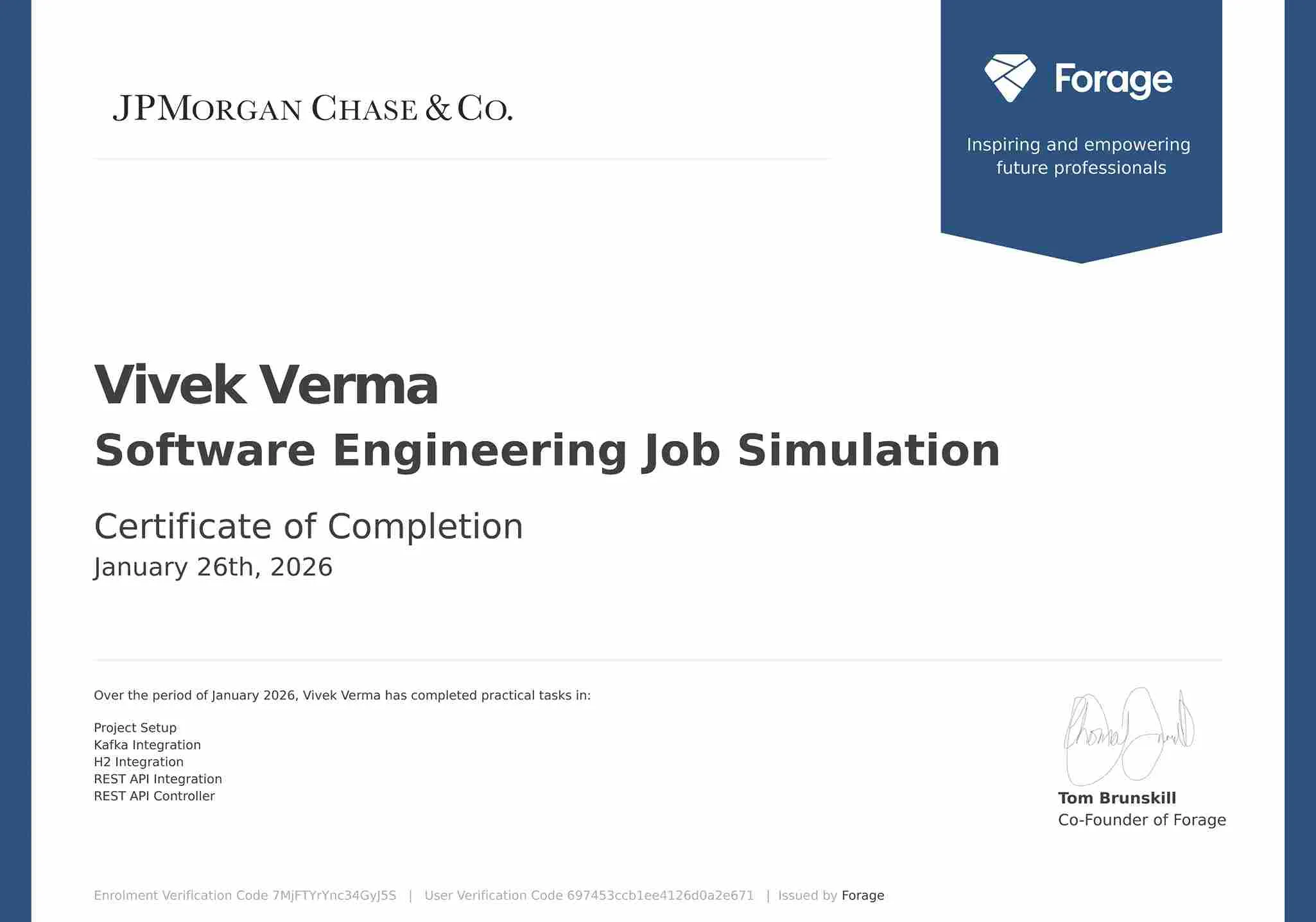 JPMorganChase software engineering simulation certificate